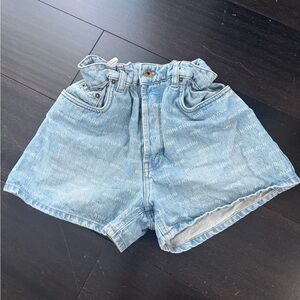 Miu Miu Sky Blue High Waist Denim Shorts